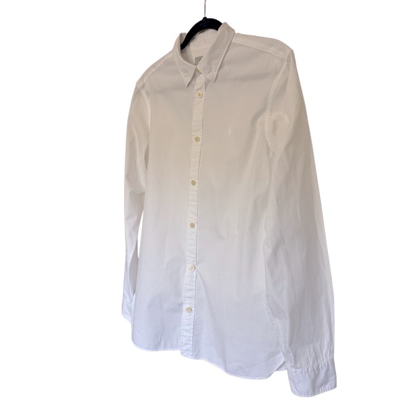 All Saints Riviera Long Sleeve Classic White Men's Shirt Size Medium - Picture 6 of 10